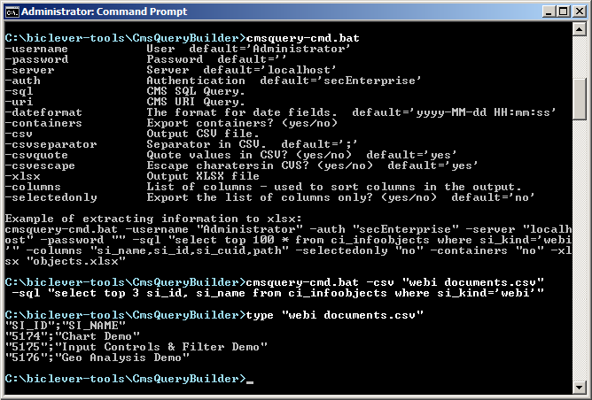 CMS Query Builder - Command Line
