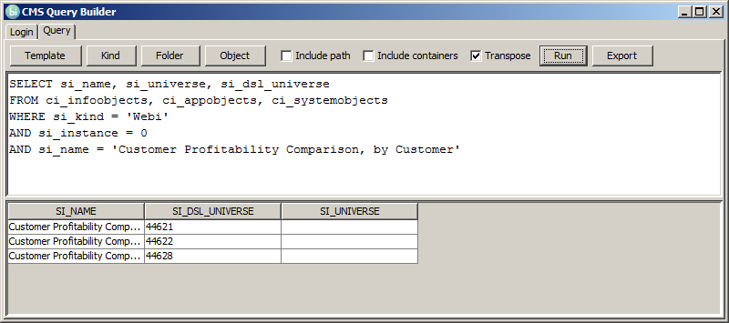 Transposed Data