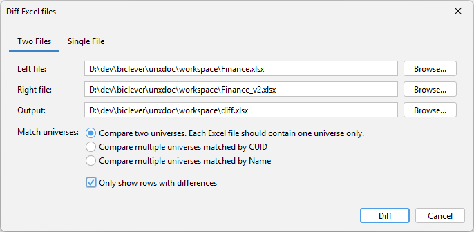 UnxDoc Excel Comparison