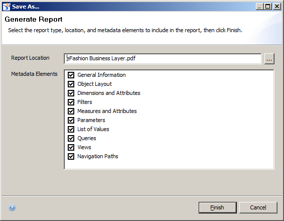 Selection of elements for PDF documentation of UNX in IDT