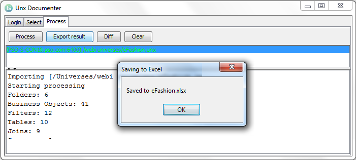 Exporting result to XLSX