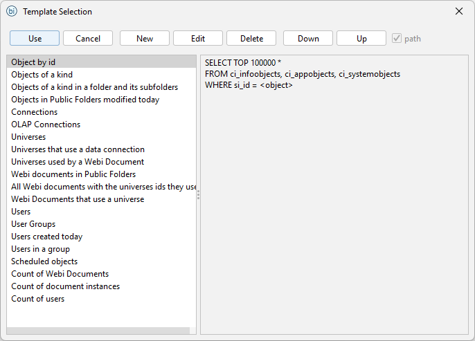 CMS Query Builder - Template Selection